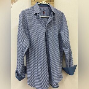 Visconti black Men's Blue Checkered houndstooth long sleeve shirt size medium